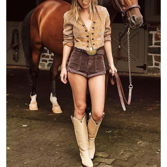 NWT Free People Juliette Cropped Jacket / Gold Combo - Picture 6 of 8